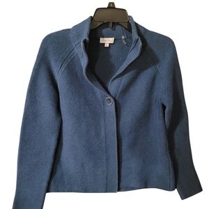 KINROSS garter stitch all cotton cropped cardigan - S.         D64